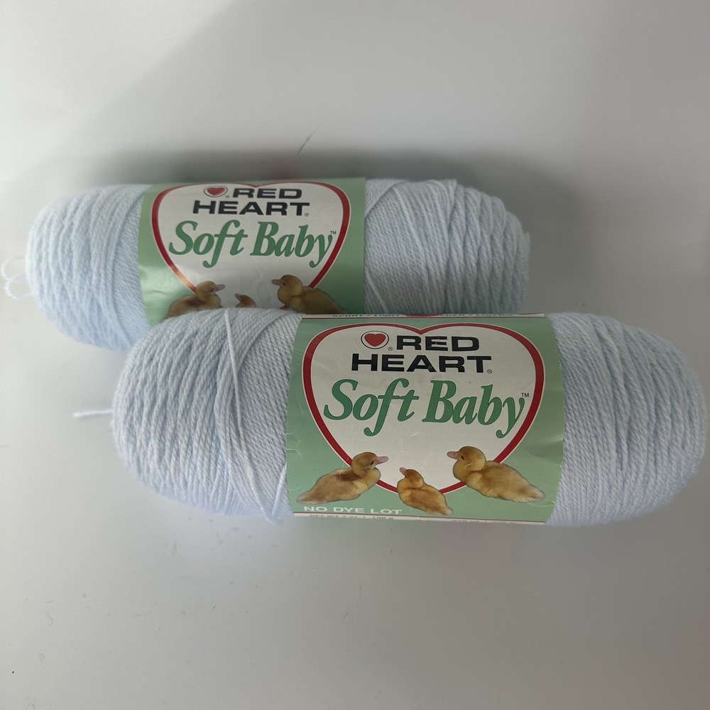 Red Heart Soft Baby Sport Powder Blue Yarn No Dye Lot Knit Crochet 7 oz Lot Of 2